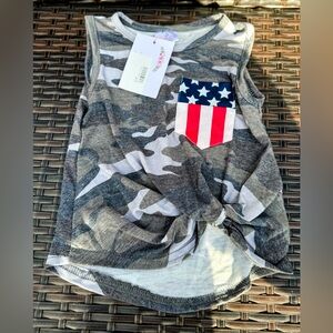 Camouflage Tank Top with American Flag Pocket